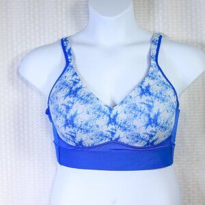 Rhonda Shear 1 Piece Molded Cup Bra Mesh Back Multi Color blue white cross back